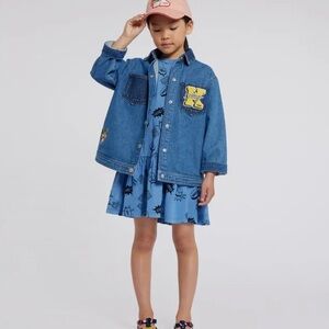 KENZO Blue Denim Jacket Kids Yellow Tiger Patch Embroidery Age 6